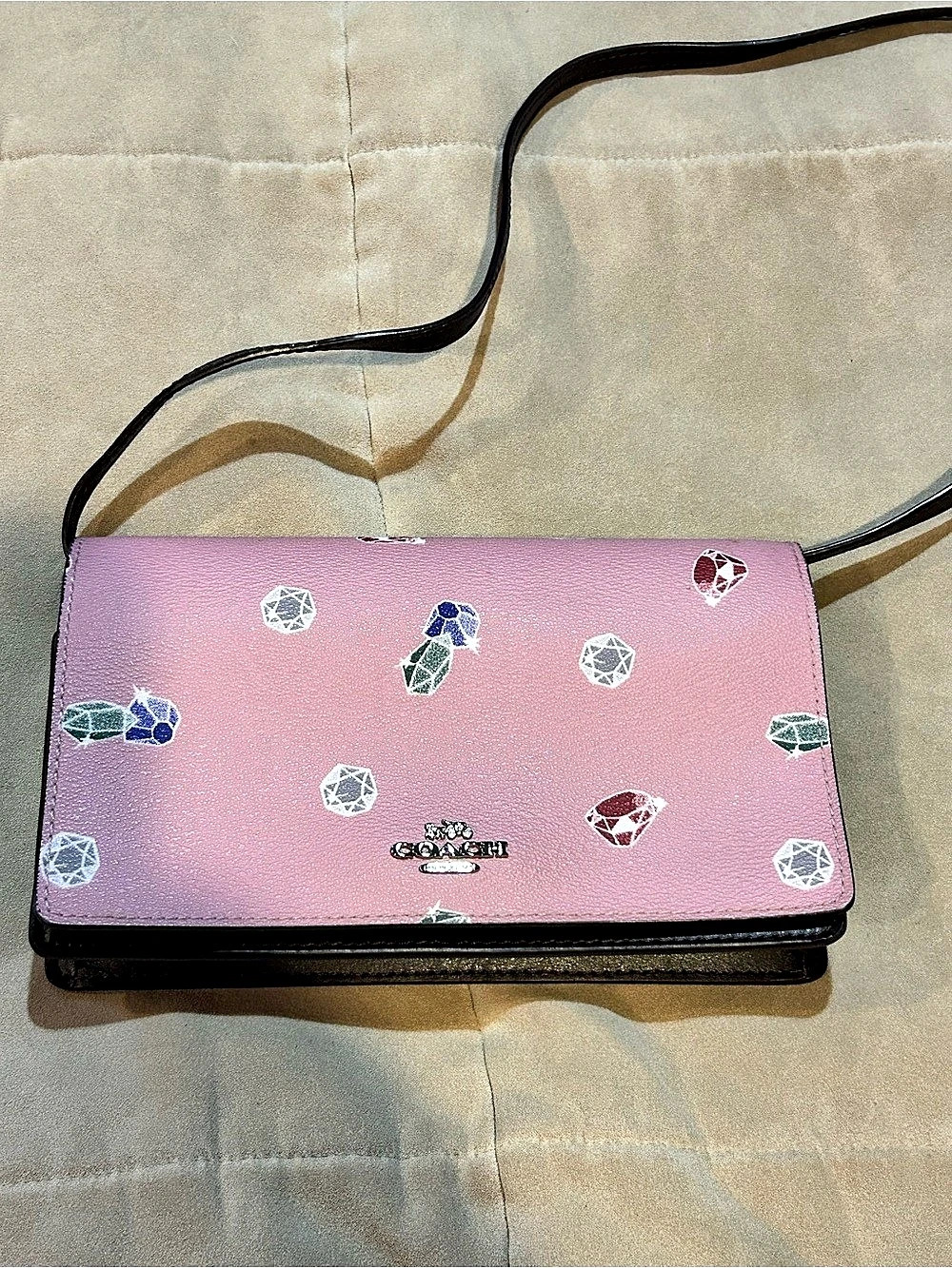 Coach Disney x Coach Snow White Hayden Crossbody Clutch Wallet Pink Gems